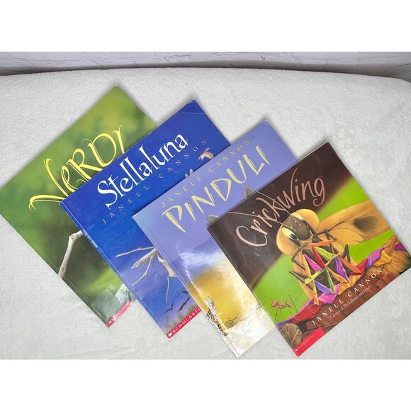 4 Book Set Janell Cannon Stellaluna Pinduli Verdi Crickwing Kids Literature Gift - Picture 1 of 12